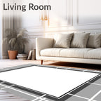 Monochrome Grid Square Pattern Rug