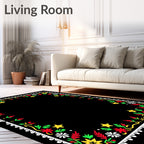 Festive Floral Star Border Design Rug
