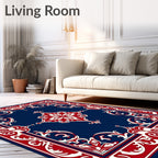 Elegant Red And White Floral Design Rug