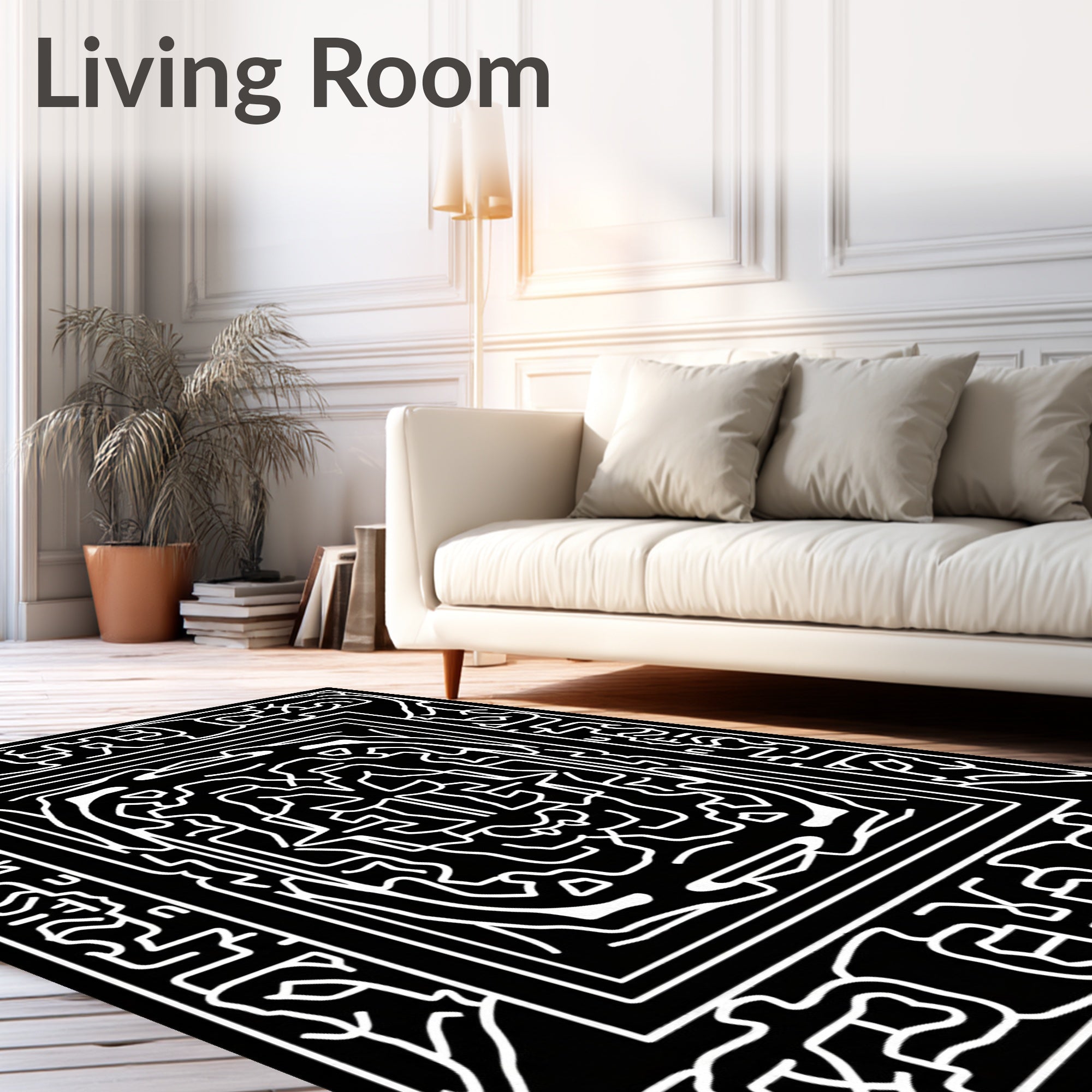 Intricate Line Art Symmetry Rug