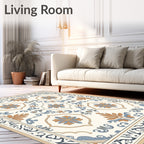 Cream Abstract Floral Pattern Rug