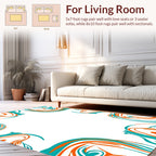 Abstract Swirls Aqua Orange Design Rug
