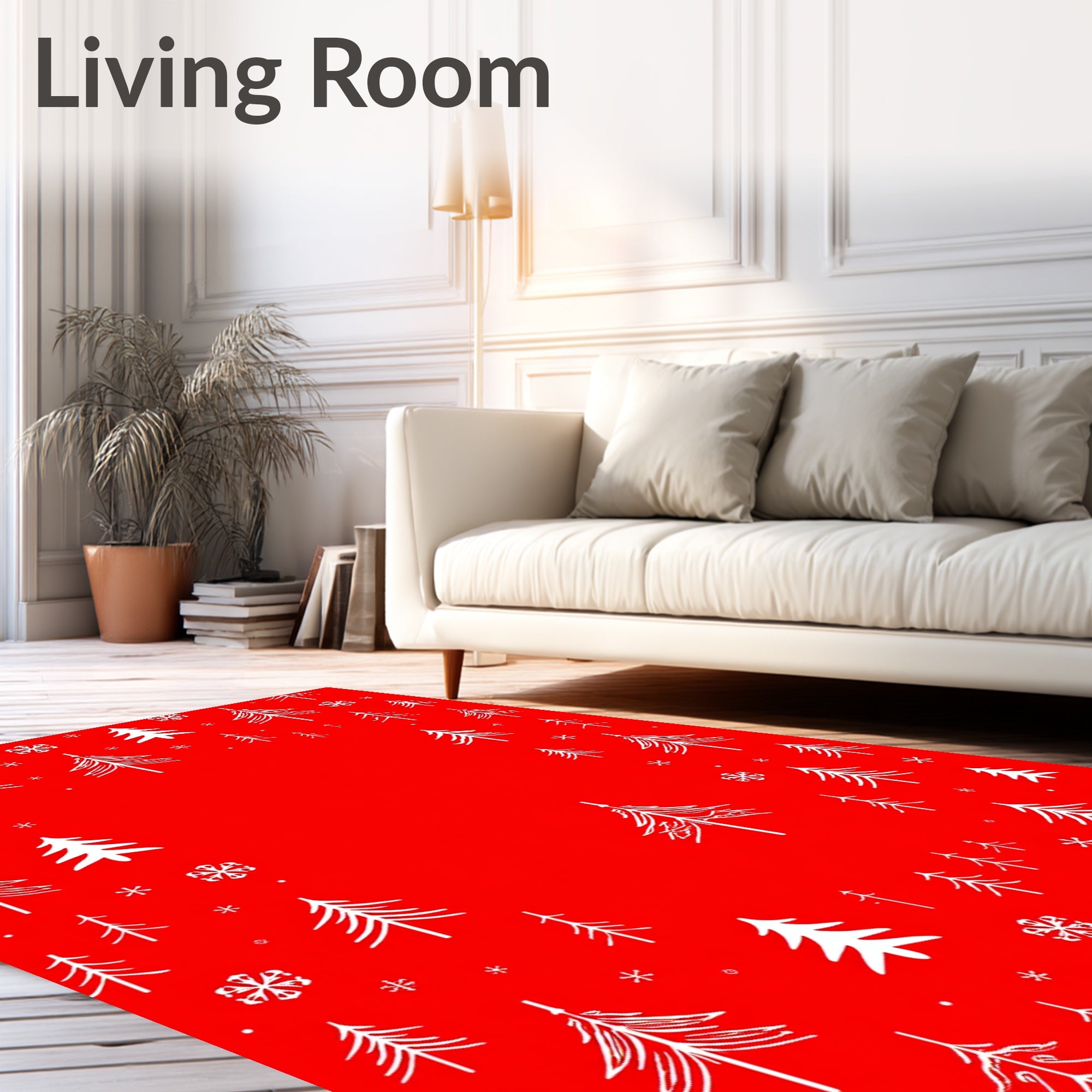 Festive Trees Snowflakes Pattern Rug