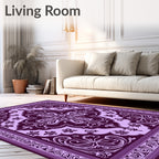 Ornate Violet Floral Patterned Rug