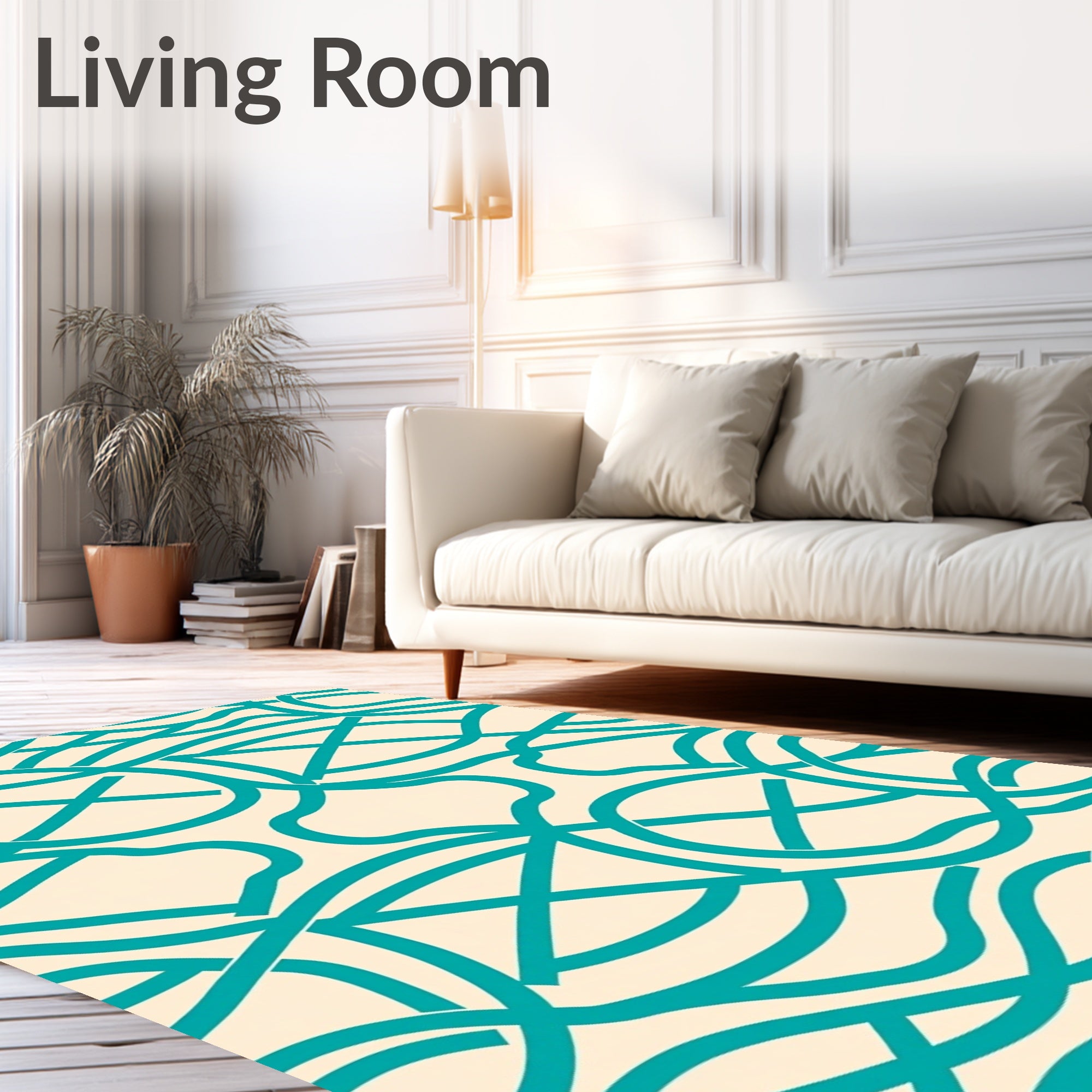 Teal Intertwined Organic Wave Pattern Rug
