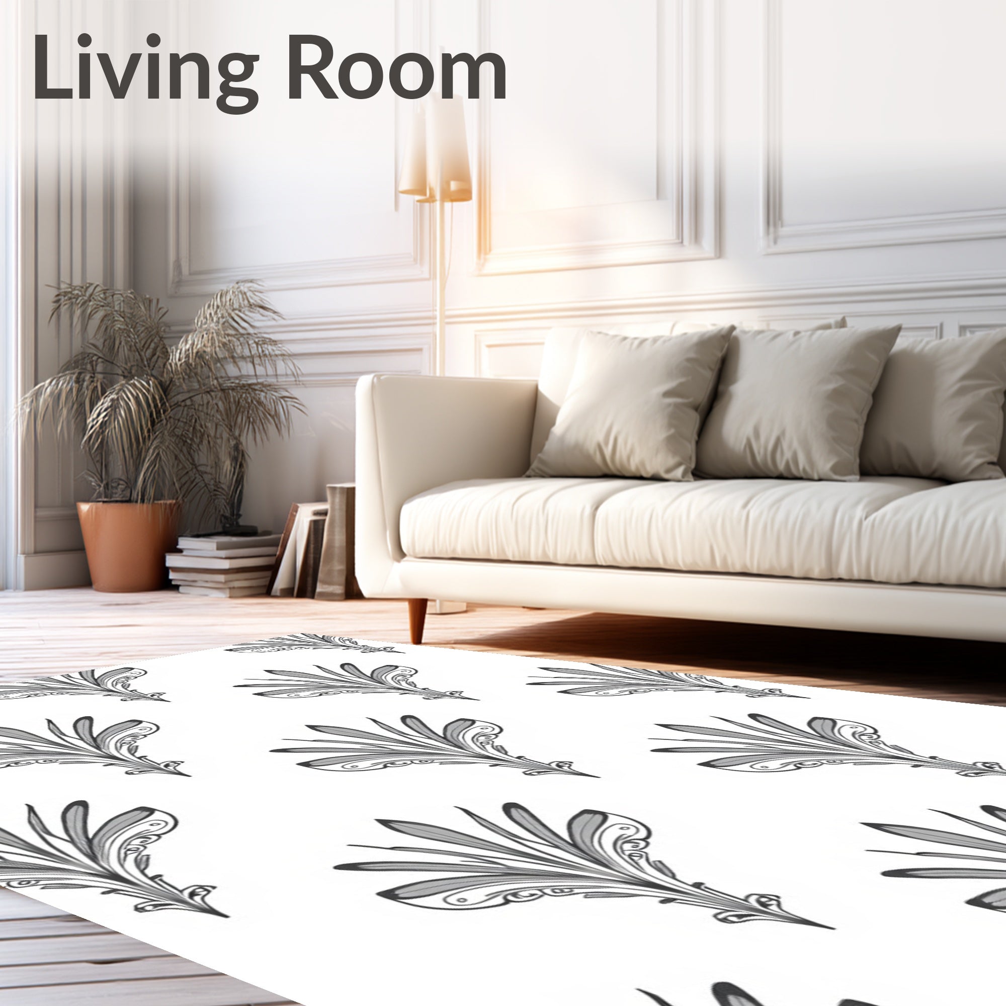 Art Deco Floral Motif Pattern Rug