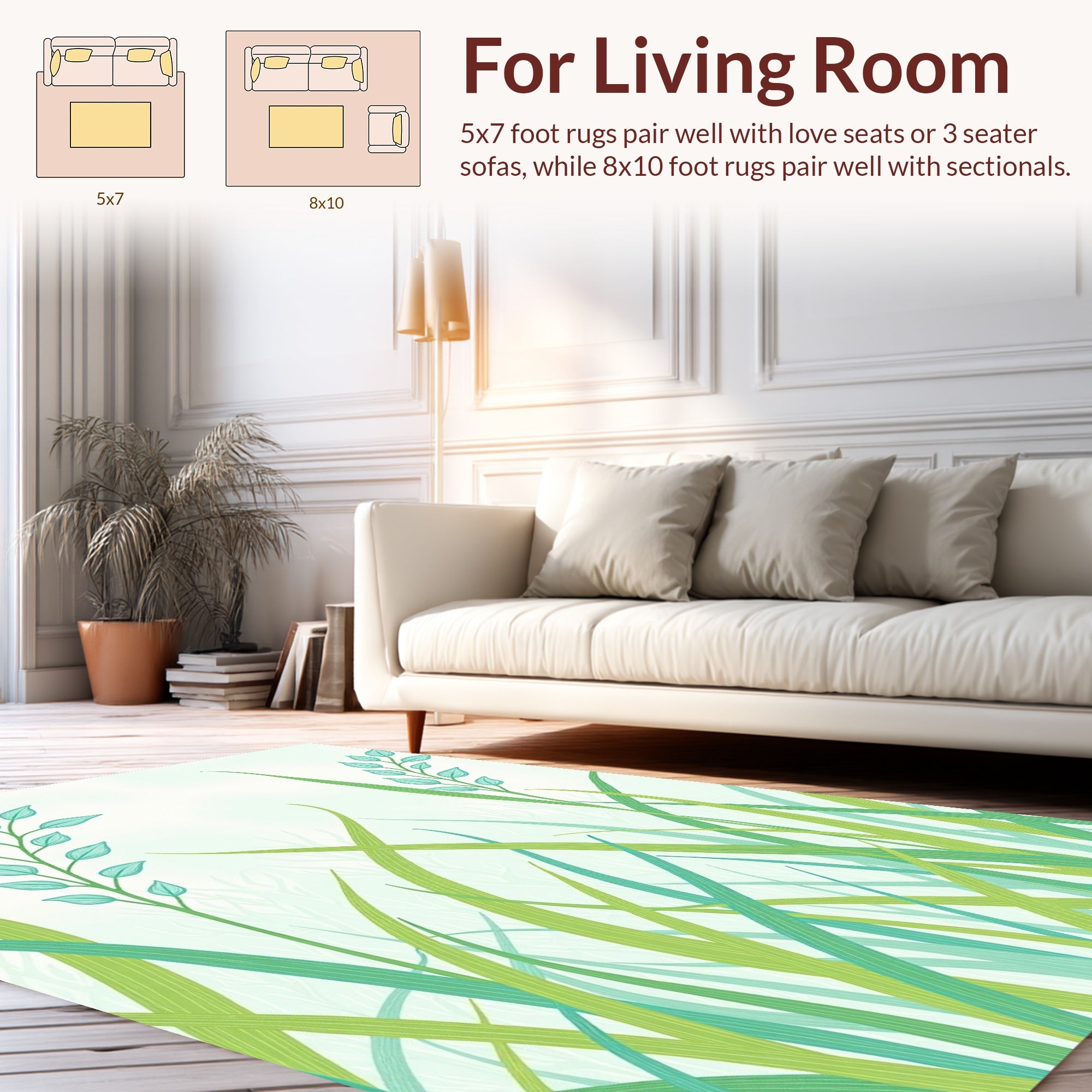 Fresh Green Grass Field Pattern Rug
