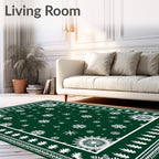 Festive Snowflake Winter Forest Design Rug