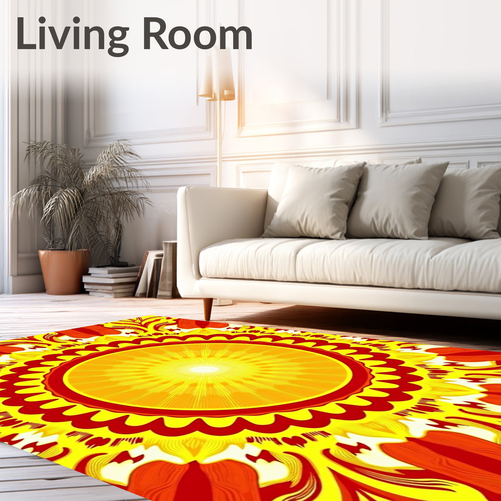 Radiant Sunburst Mandala Pattern Rug