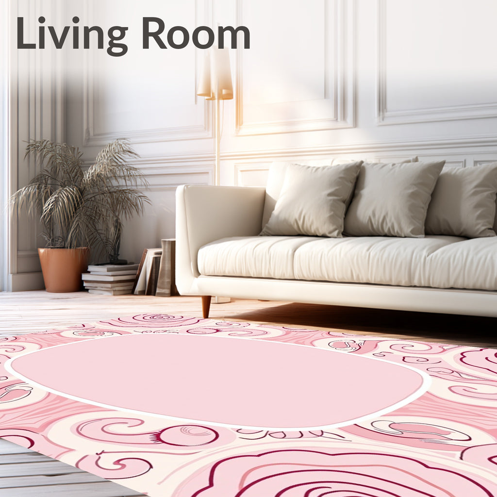 Abstract Pink Rose Swirl Pattern Rug