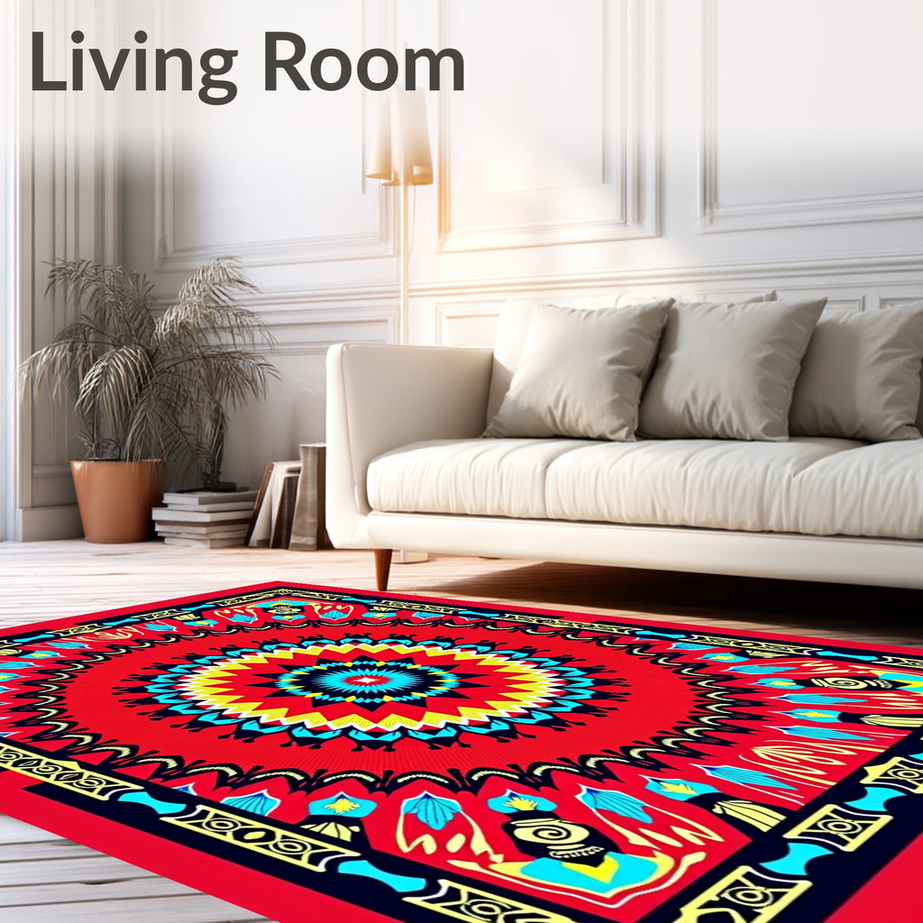 Vibrant Mandala Geometric Floral Design Rug