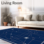 Deep Blue Starry Night Constellation Rug