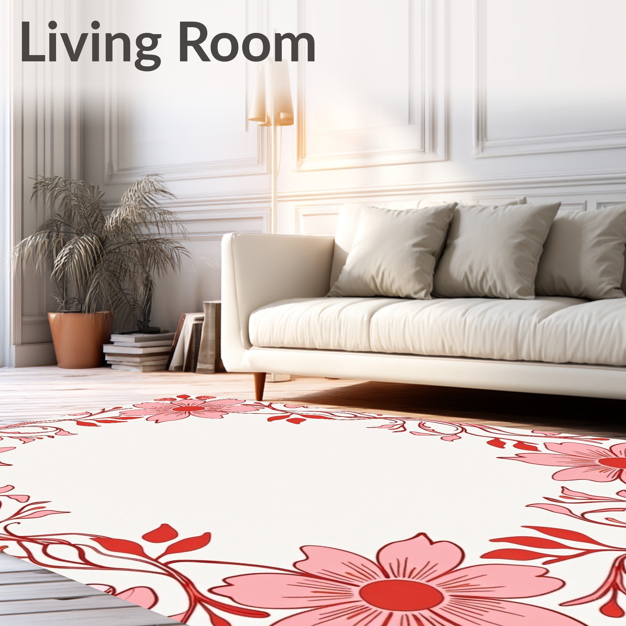 Pink floral vines pattern Rug