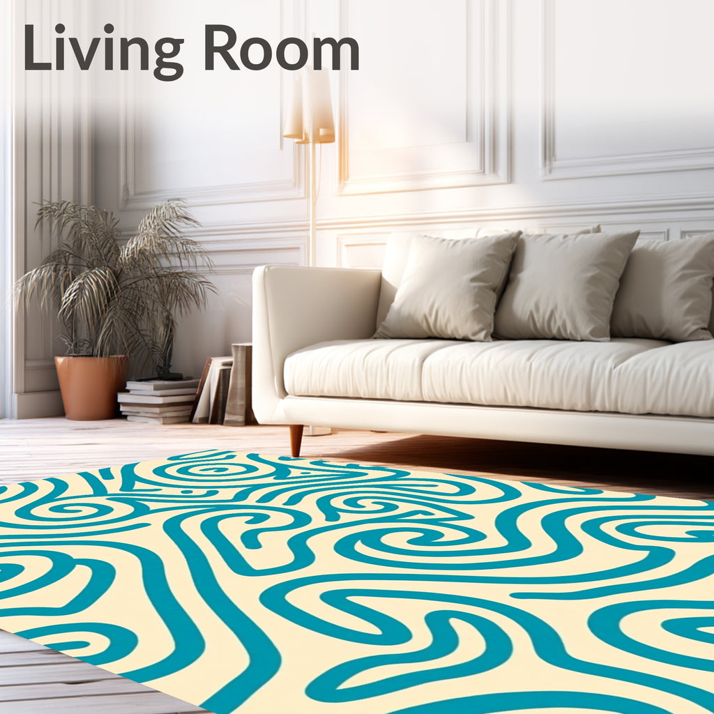 Abstract Teal Swirl Patterns Rug