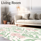 Delicate Pink Floral Vine Pattern Rug