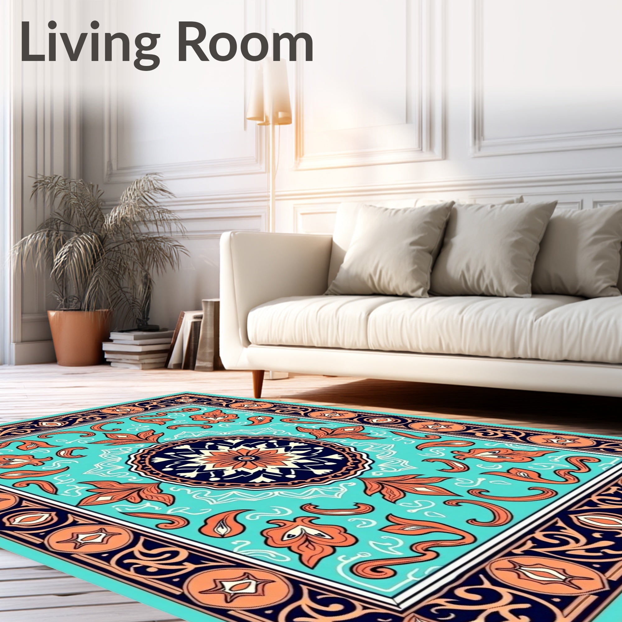 Ornate Floral Mandala Decorative Rug
