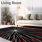 Black Red White Radial Design Rug