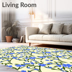Blue Flowers on Cream Background Rug