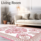 Pink Rose Floral Art Nouveau Rug