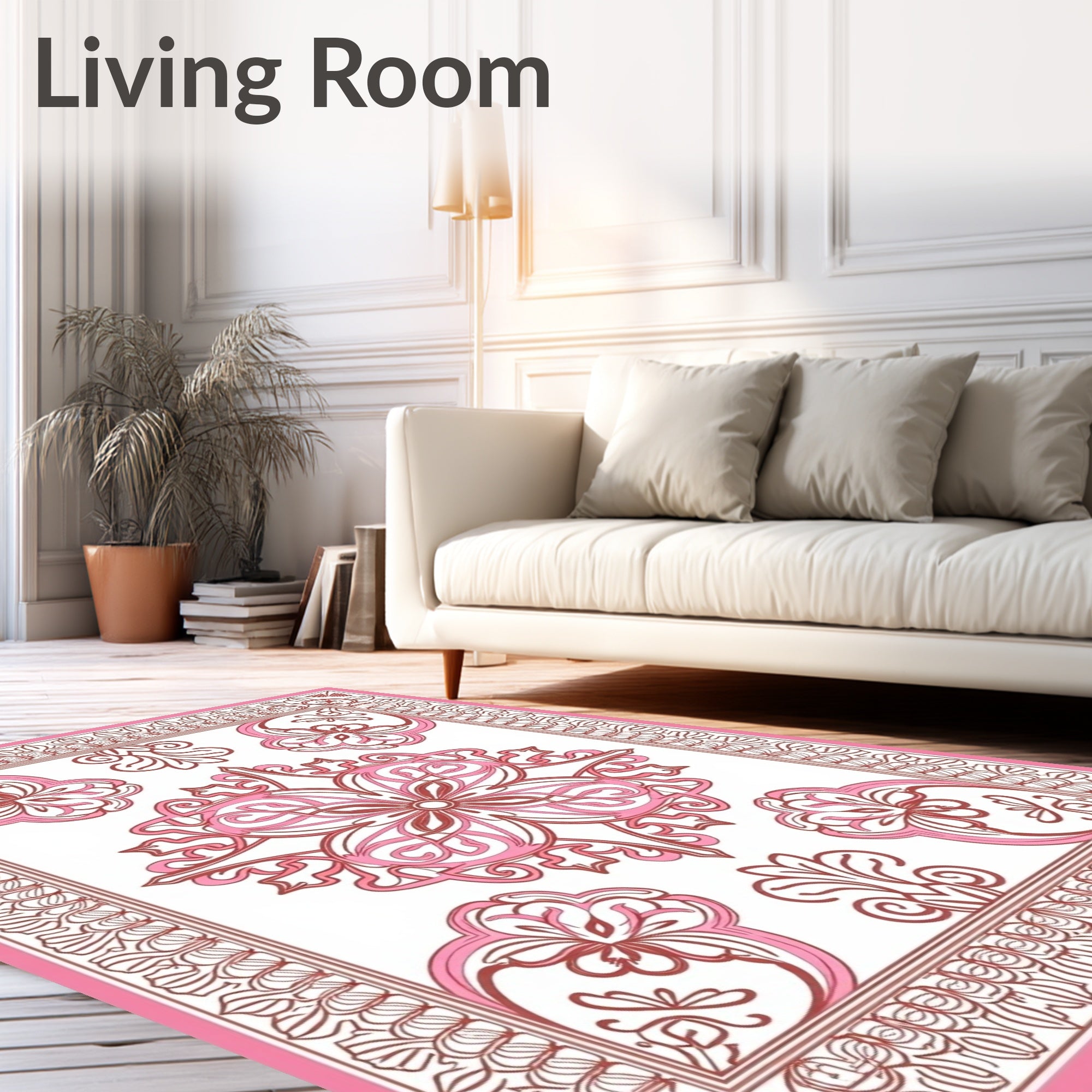 Pink Rose Floral Art Nouveau Rug