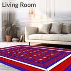 Bold Red Blue Geometric Pattern Rug