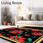 Bold Red Floral Garden Rug