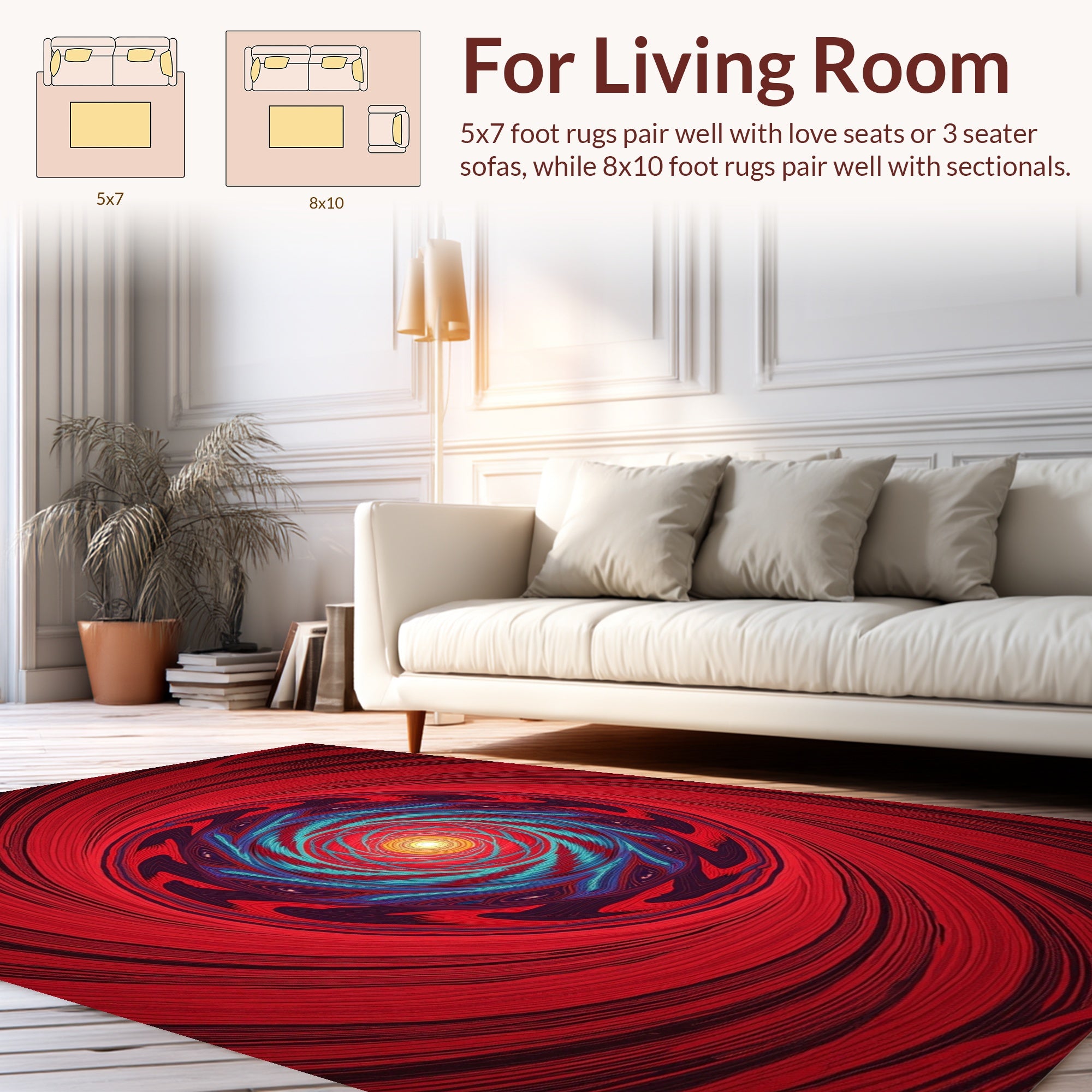 Vibrant Spiral Sunburst Patterned Rug