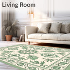 Sage Green Floral Mandala Patterned Rug