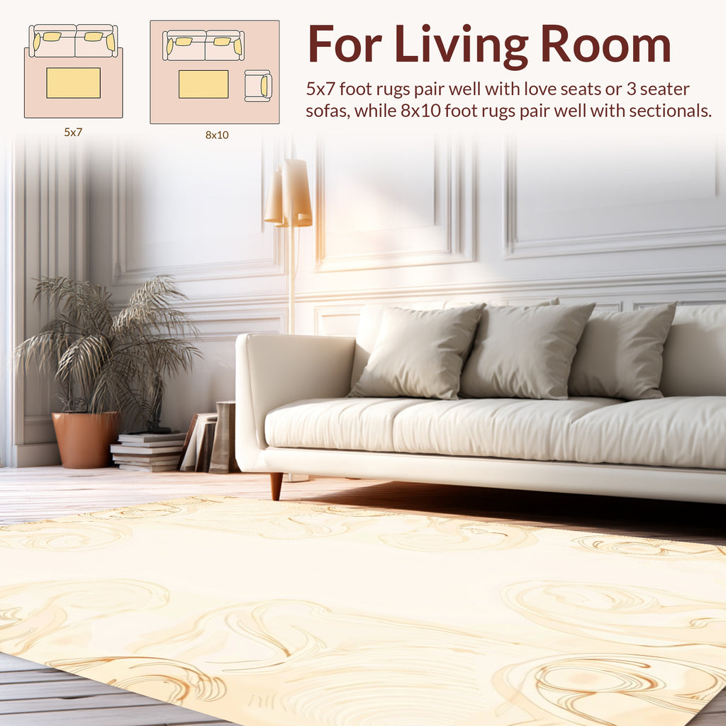 Cream Swirl Linear Abstract Pattern Rug