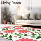 Pink Daisy Floral Pattern Rug