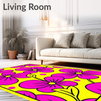 Bright Pink Floral Dot Pattern Rug