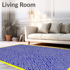 Blue White Abstract Linear Pattern Rug
