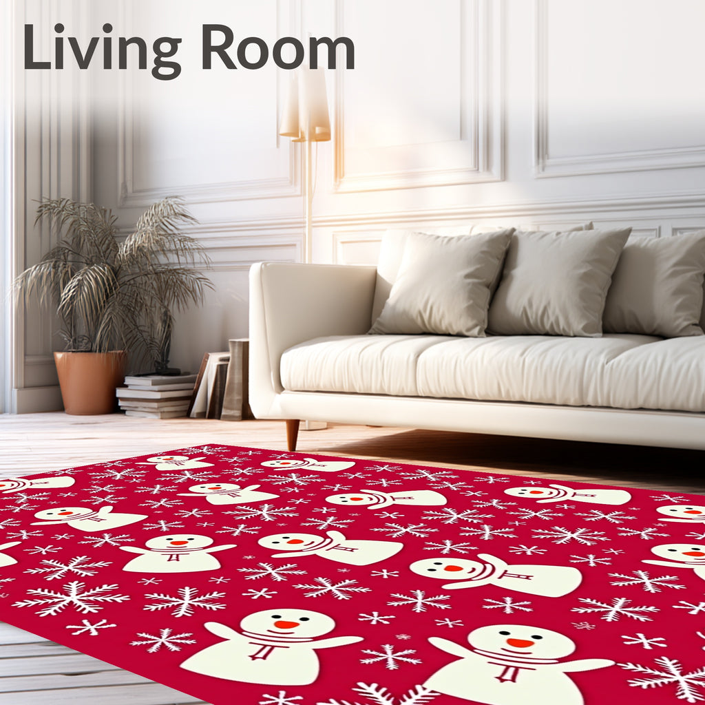 Snowflake And Snowman Pattern Design Rug