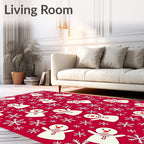 Snowflake And Snowman Pattern Design Rug