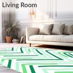 Green Chevron Stripes Design Rug