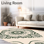 Delicate Teal Floral Medallion Mandala Rug