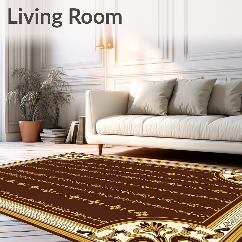 Regal Floral Stripe Border Design Rug