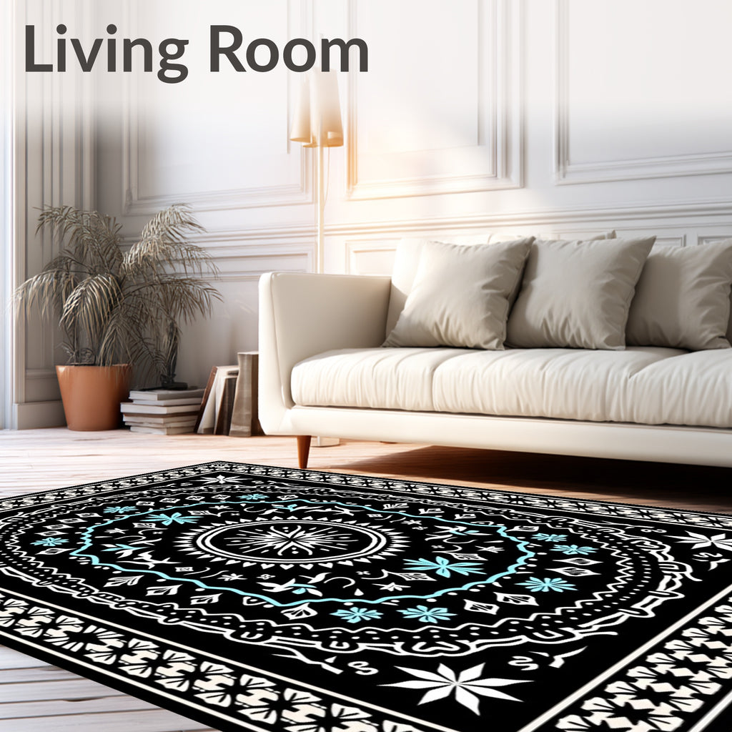 Intricate Mandala Floral Pattern Rug