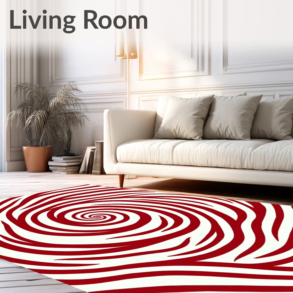 Red Swirling Abstract Pattern Rug
