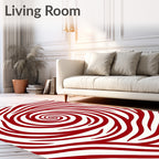 Red Swirling Abstract Pattern Rug