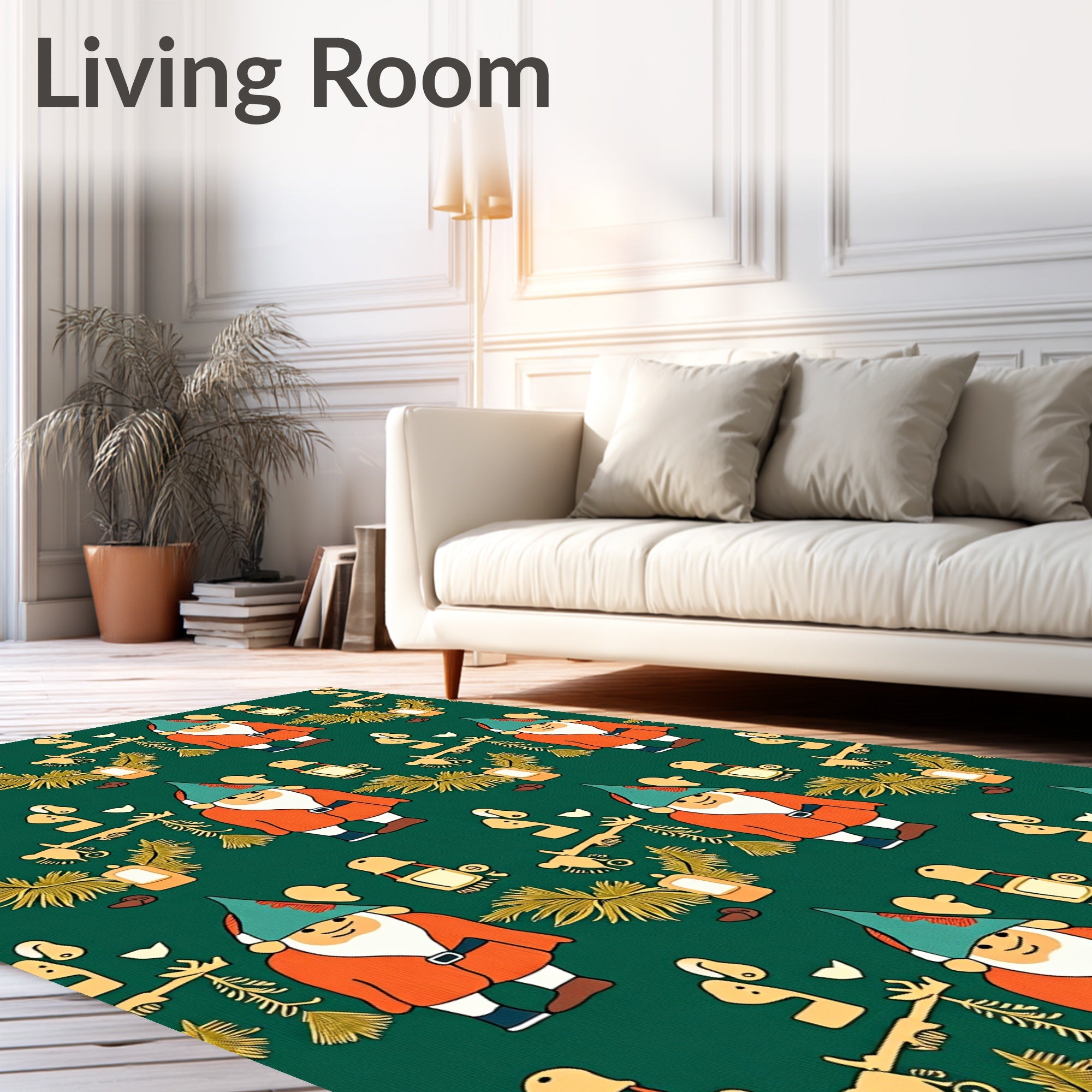 Festive Gnome Forest Pattern Design Rug