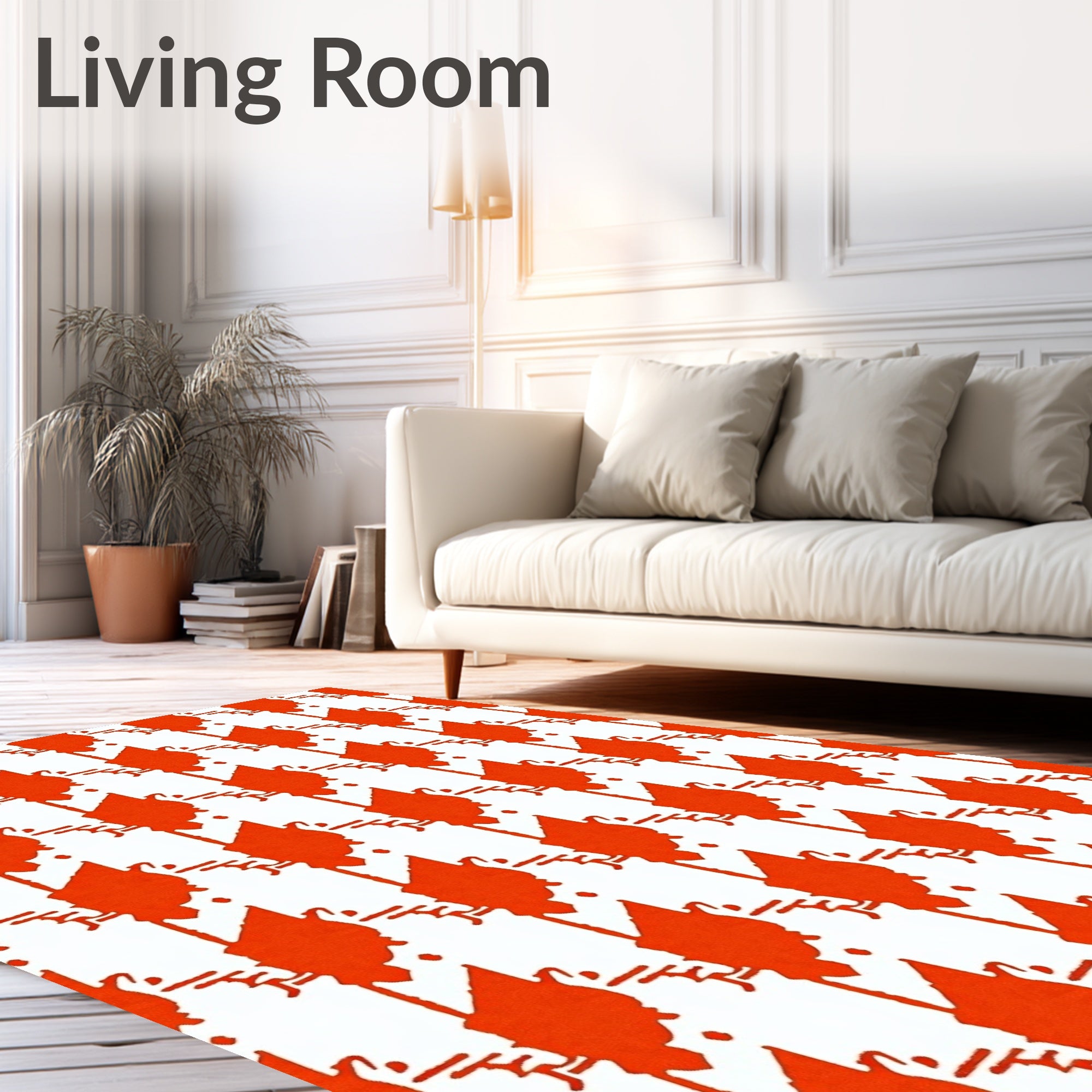 Bold Orange Staggered Geometric Pattern Rug