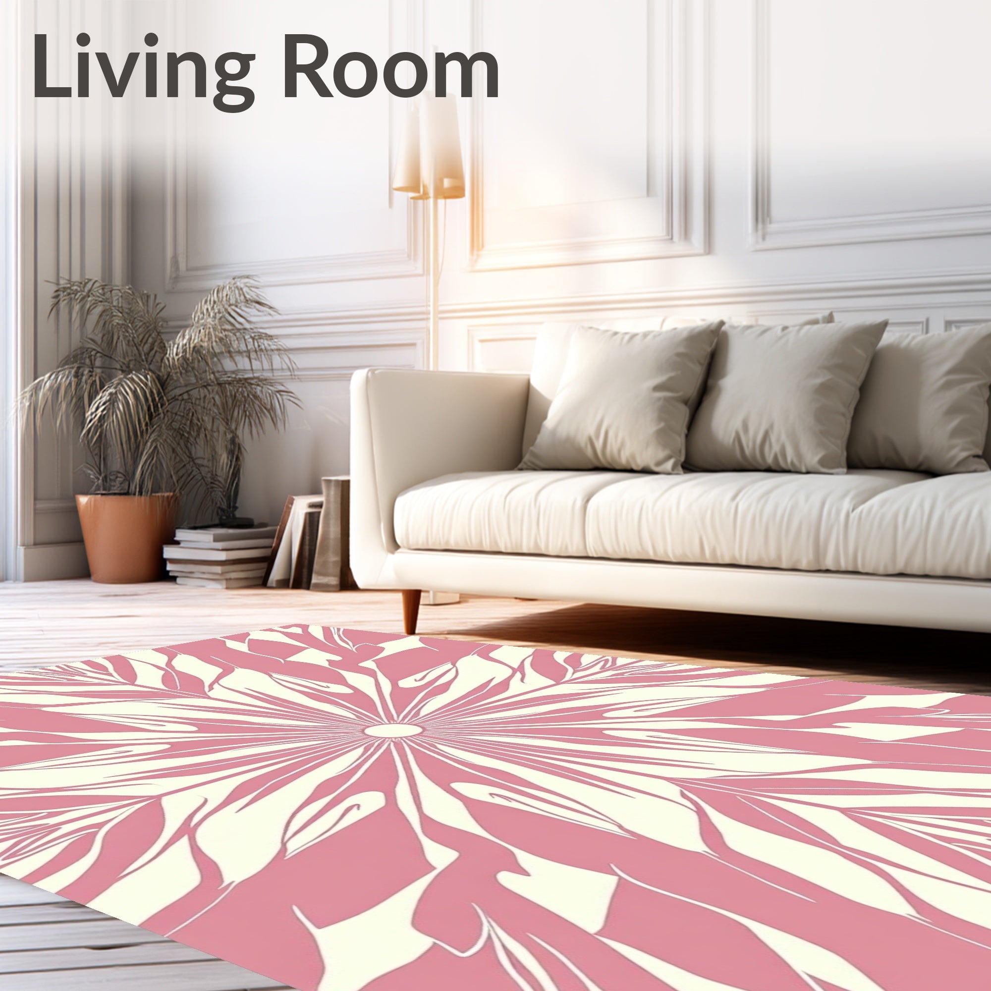 Pink Cream Radial Stripe Style Rug