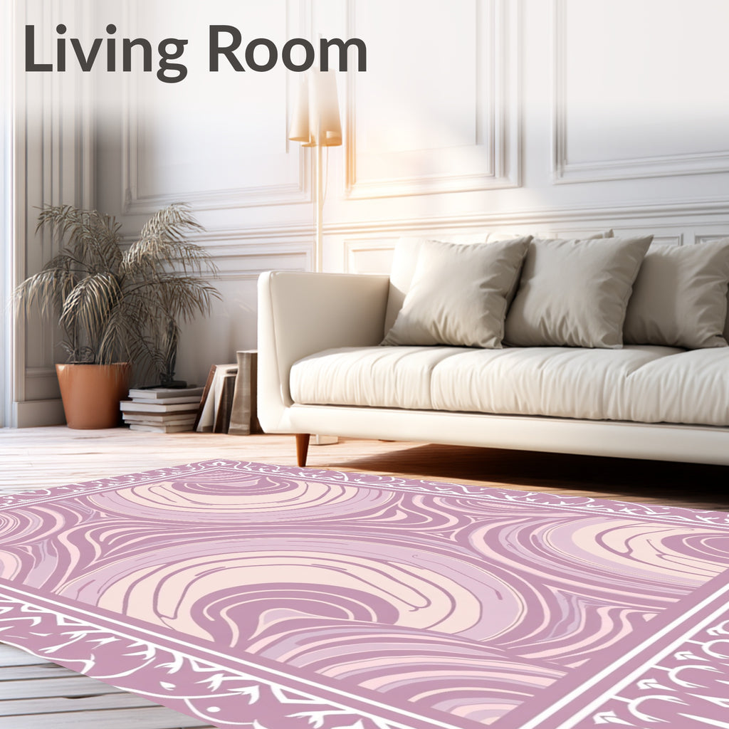 Pastel Swirl Marble Bordered Rug