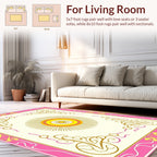 Gold Sunburst Pink Swirl Frame Rug