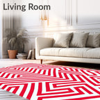 Bold Red Geometric Maze Rug