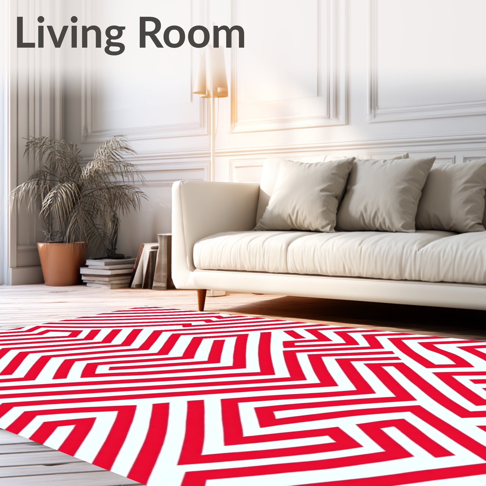 Bold Red Geometric Maze Rug