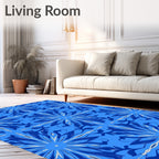 Blue Floral Star Pattern Rug