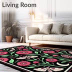 Celestial Floral Moth Pattern Design Rug