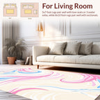 Abstract Swirls Pink Blue Cream Rug